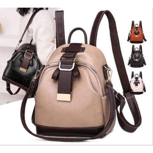 New Arrival Luxury Designer Style Women Soft Pu Leather Backpack Large Capacity Double Shoulder Bags Female Casual Travel Bag