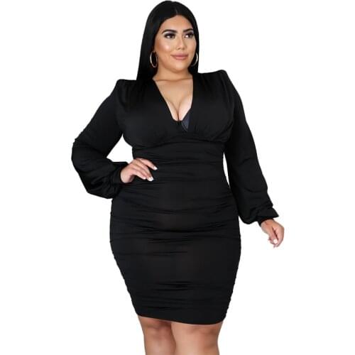 Plus Size Sexy Bodycon Dress for Tall Women Trendy Elegant Party Outfit One Piece Long Sleeve Skirt Wholesale Drop Shipping