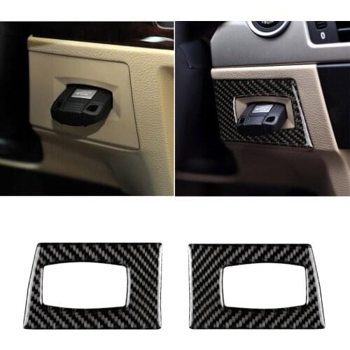 10pcs Carbon Fiber Car Ignition Switch Key Hole Cover Interior Trim Stricker For BMW E90 E92 E93 3 Series 2005-13 Car part