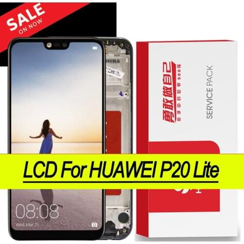 100% Original 5.84'' Display + Frame for Huawei P20 Lite Nova 3e LCD Touch Screen ANE-LX1 ANE-LX3 with Service Pack Repair Parts