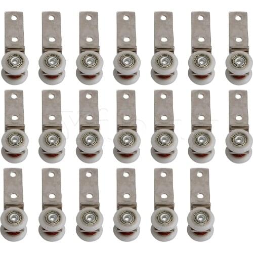 20 x Bend Pipe Hanging Round Bearing with 2 Wheels for Glass Cabinet