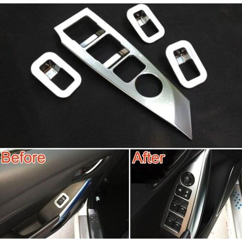4Pcs ABS Interior Chrome Door Window Adjustment lift button Bowl Frame Cover Trim For 6 Atenza 2014-2015 Car styling Car covers
