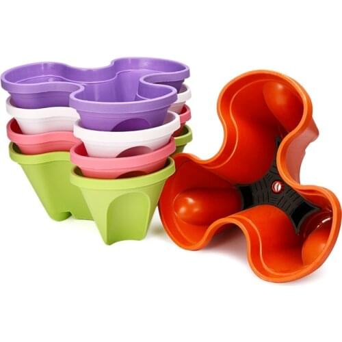 6 Layers Stackable Vertical Plastic Three-Petal Pot Strawberry/Tomato Three-Dimensional Garden Kit Planters Flower/Fruit Buckets