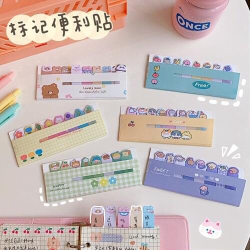 8X15pcs/pad Cute Cartoon Bear Sticky Notes Label Sticker Portable Notepad Memo Pad Kawaii Stationery School Supplies