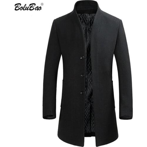 BOLUBAO Winter New Men Wool Blends Coats Fashion Brand Mens Trench Coat Slim Fit Tops Casual Quality Wool Blends Coat Male