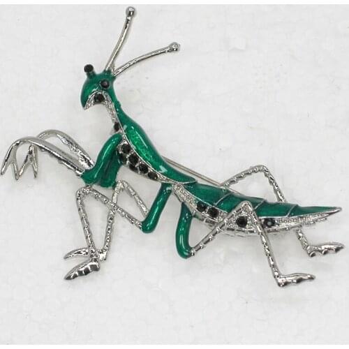Mantis Brooch Black Enamel Rhinestone Pin brooches C735 H