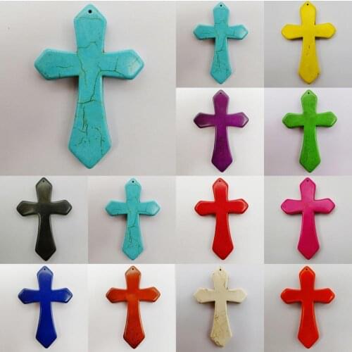 84x55MM Howlite Cross GEM Loose Beads Pendant Jewelry For Woman Gift S260-S270