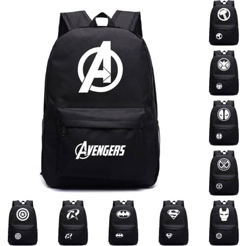 Black Superhero Avatar Print Child School Bag Disney Marvel Avengers Pattern Boy Girl Primary School Student School Backpack