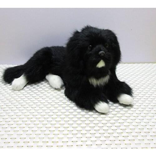 Black simulation dog polyethylene & furs lying dog model doll gift about 30x17x13cm 296