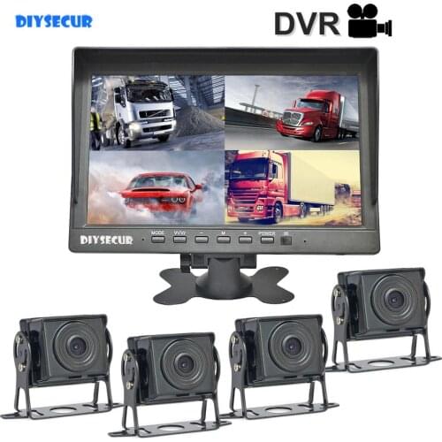 DIYSECUR AHD 10.1" 4 Split QUAD IPS HD Backup Monitor 2000000 Pixels AHD Rear View Car Camera Waterproof with Video Recording
