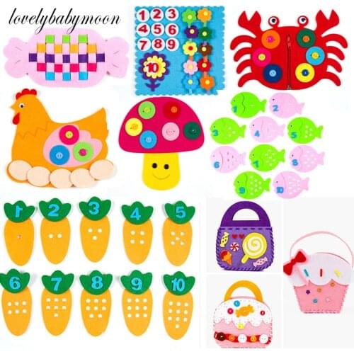 1Set Handmade Felt Finger Numbers Math Toy 25*20cm Children Fruit animal Counting Math Toy Teaching Aids DIY Weave Craf for Kids