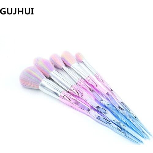 GUJHUI Makeup Brush Set 5pcs Rainbow Face Eye Foundation Powder Professional Make Up Brush Kit Tools