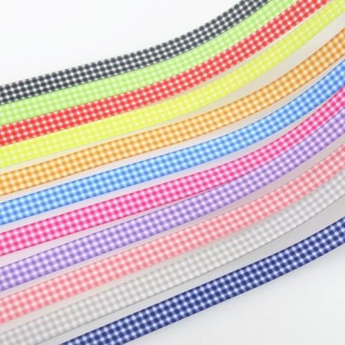 DHK 3/8'' 5yards Plaid Grid printed grosgrain ribbon Accessory hairbow headwear DIY decoration 9mm E1903