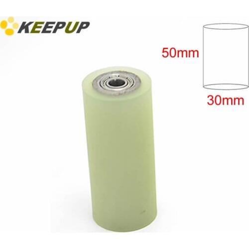 Furniture wheel.Diameter 30mm, length 50mm,PU polyurethane roller with bearing,Soft surface,Pipeline transmission Rubber wheel