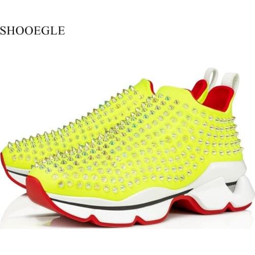 Luxury Design Spike Sneakers Women Crystal Rivets Thick Platform Flat Shoes Fashionable Outdoor Leisure Shoes Female Loafers
