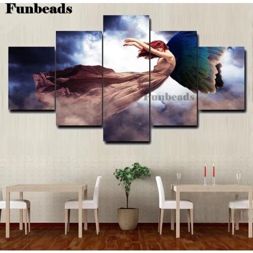 5 pcs 5d diy diamond painting angel full square round multi-picture full square round diamond embroidery home decor FF5604