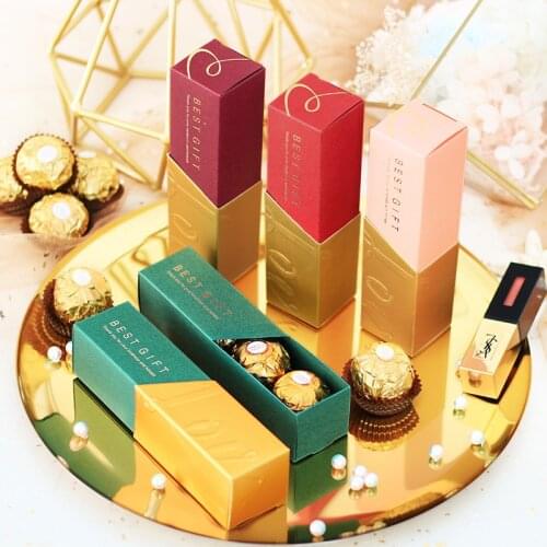 New Creative Lipstick Shape Candy Box Wedding Favor Gift Box Baby Shower Birthday Party Supplies Decoration Package Gift Bags