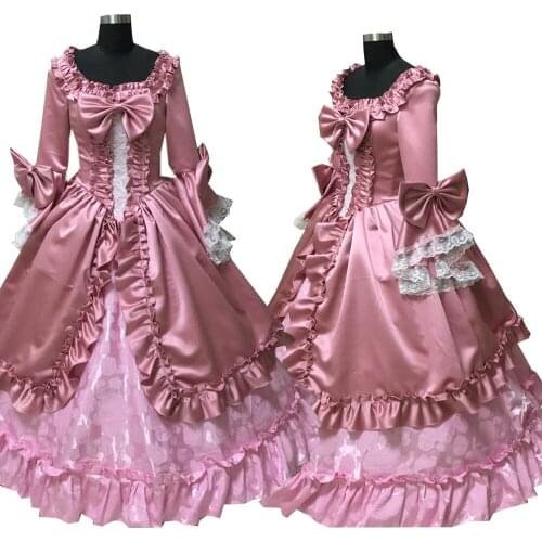2020 New pink victorian Halloween Cosplay dress Colonial Georgian Renaissance Gothic Historical dress D-549