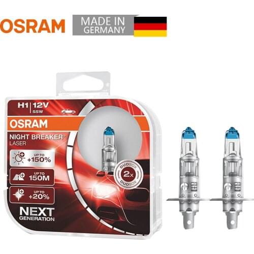 OSRAM H1 Night Breaker Laser Next Generation Headlight Car Headlight Auto Fog Lamps 12V 55W 3700K 64150NL (2 Pieces)