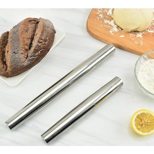 304 Stainless Steel French Flour Stick Non-Stick Powder Pressed Dumpling Wrapper Dough Rolling Pin Baking Pastry Creative Tools