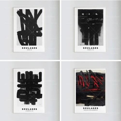 Soulages poster, 1959 | Pierre Surage modern poster red abstract art Surages exhibition poster wall decoration printing high qua