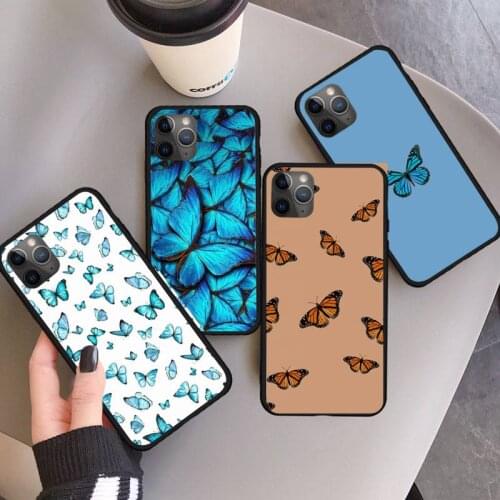 Cute butterfly blue Phone Case for iPhone 11 12 pro XS MAX 8 7 6 6S Plus X 5S SE 2020 XR mini