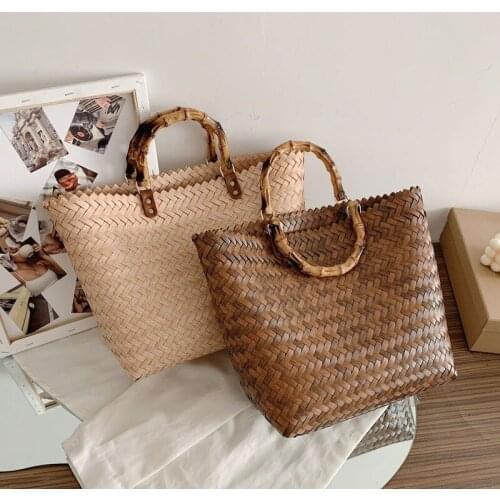 Women Bag Woven Beach Straw Handbag Casual Handmade Hollow Out Rattan Shoulder Bags Youth Ladies Bohemia Summer Womens bags