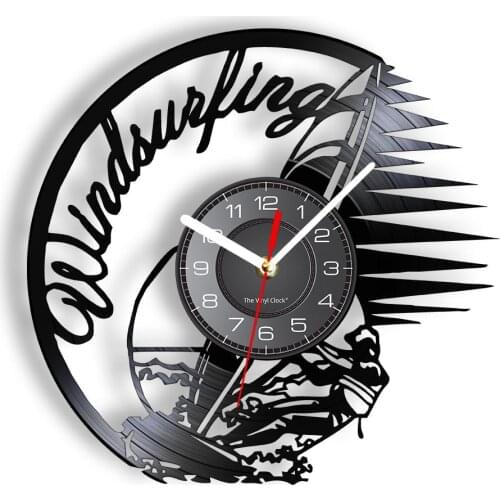 Windsurfing Vinyl LP Record Wall Clock Surface Water Sport Handicraft Pop Art Surfing and Sailing Vinyl Disk Crafts Wall Clock