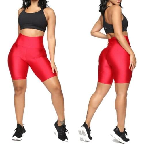 Women High Waist Biker Shorts Shiny Active Shorts Leggings Boy short Workout Athletic Sport Gym Fitness