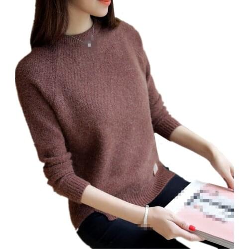 G1008 2020 new autumn winter women fashion loose short section long sleeve round neck sweater cheap wholesale