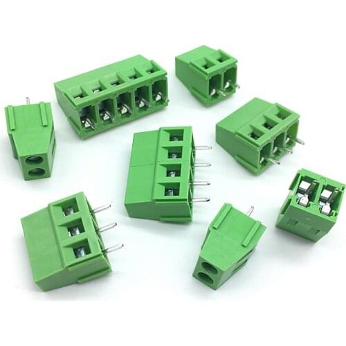 10PCS 5.0 2Pin 3Pin PCB Screw Connecting Terminal Block Connectors 300V 10A KF128-2P KF128-3P Plug-in 5.0MM Green