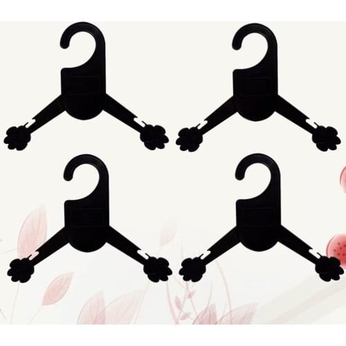 10pcs Paw Shape Pets Acessories Portable Pet Dog Cat Clothes Hanger (Black) - Size