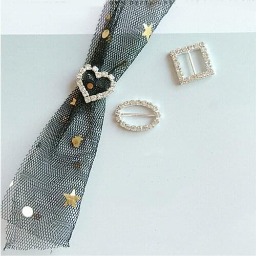 10 PCS Fashion Metal Alloy Crystal Rhinestone Connectors Buckle DIY Hair Accessories For Jewelry Making