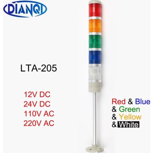 12V 24V 110V 220V Lamp Red Green Yellow Flash Industrial Tower Signal Light LTA-205 Red green yellow blue white indicator light