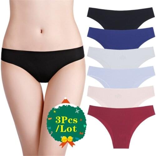 3Pcs Seamless Womens Underpant Comfort Underwear Skin-friendly One-piece Briefs Women Sexy Low-Rise Panty Plus Size Lingerie