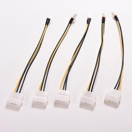 5 Pcs 4-Pin Molex/IDE to 3-Pin CPU Case Fan 20cm Power Connector Cable Adapter
