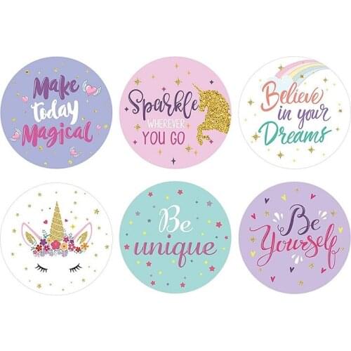 500pcs Birthday Gift Seal Labels Adhesive Round Paper Stcikers Kids Happy Birthday Unicorn Party Decor Cartoon Animal Sticker