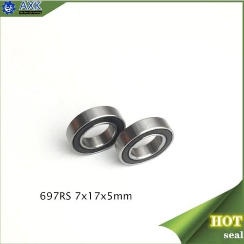 697 2RS ABEC-1 7*17*5 mm (100PCS) Sealed Miniature Ball Bearings 619/7 2RS