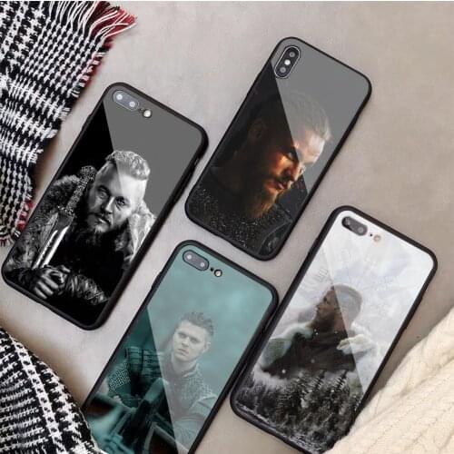 Vikings Ragnar Lothbrok Tempered Glass Phone Case For iphone 12 11 Pro Max 5 6 7 8 PLUS X XS XR XSMax Shell