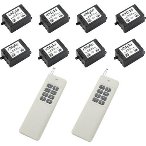 EMylo Smart Light Switch DC 12V Wireless RF Relay Modual Remote Control Lamp Switch 433Mhz Long Transmitter 8X 1Channel