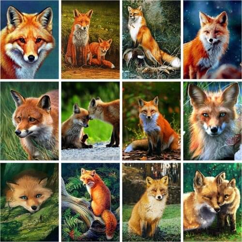 Evershine 5D Diamond Painting Fox Full Square Diamond Embroidery Animals Mosaic Rhinestones Pictures Valentines Day Gift