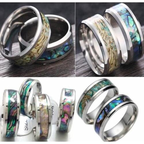 100pcs Stainless steel Color Shell Rings Silver 8mm Wedding Engagement Comfort-fit Ring Wholesale Jewelry Lot