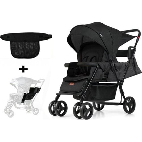 Twins Stroller with Extend Back Seat Can Sit Can Lie Foldable Tandem Stroller Lightweight 2 Kids Cart