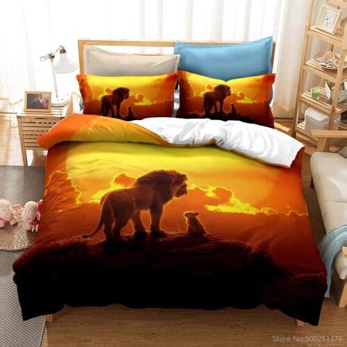 Lovely Simba The Lion King Bedding Set Disney Cartoon Film 3D Print Quilt Cover Pillowcase Soft Duvet Cover Set for Home Bedroom
