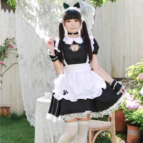 Cat Maid Outfit Cosplay Sexy Lolita Anime Cute Soft Girl Maid Uniform Hollow Out Woman Waitress Maid Party Stage Costumes