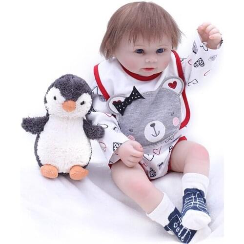 50cm Cotton Body and Rooted Hair Lifelike Newborn Babybebe Reborn Silicone Reborn Baby Dolls Kids Birthday New Year Gifts