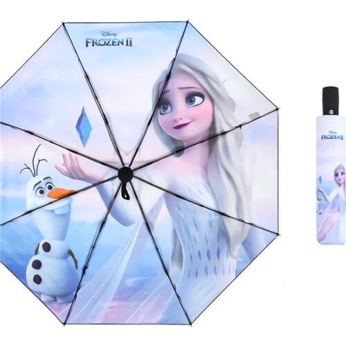Cartoon Frozen2 Automatic Umbrella Rain Women Folding Umbrellas Windproof Coating Anti UV Parasol Womens Umbrella Girl
