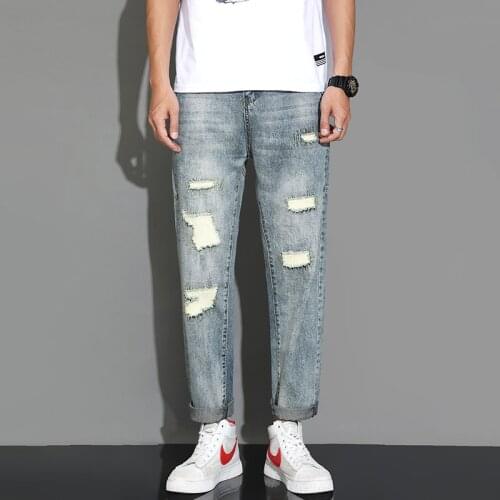 Mens Fashion Harem Jeans 2021 autumn new Mens loose ripped casual denim trousers Oversize M-5XL Brand clothing