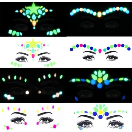 Halloween Face Crystal Stickers Luminous Gems Make Up Adhesive Temporary Tattoo Body Art Gems Stickers