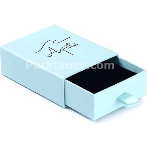 Wholesale 500pcs/lot Light Blue wholesale Paper custom drawer jewelry box packaging rings with logo